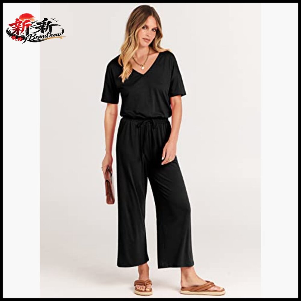 Polyester Rayon Elastane V-Neck Short Sleeve Wide… - image 3